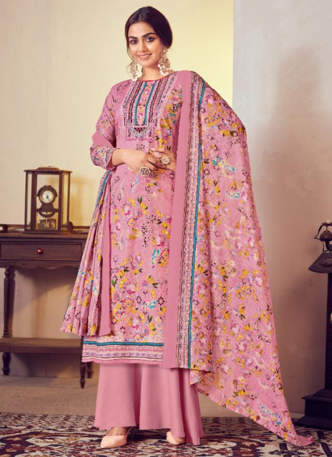 Lawn Cotton Baby Pink Party Wear Digital Print Plazzo Salwar Suit